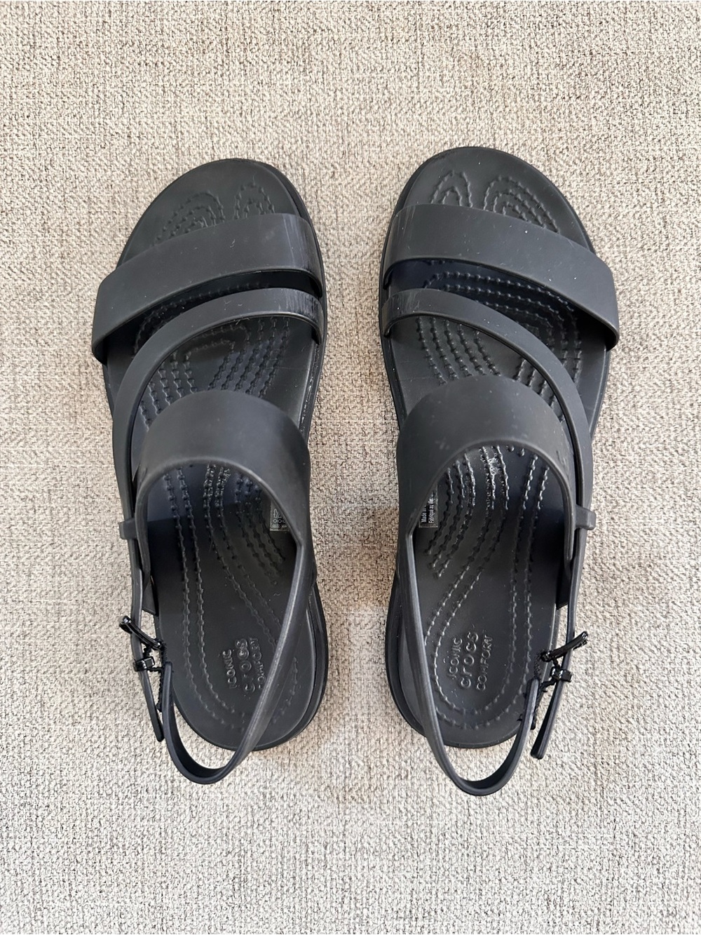 Crocs | Black Strappy Sandals | Comfort Footbed | Women’s 5